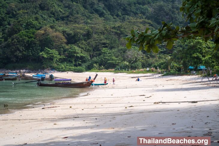 Lo Lana Beach on Phi Phi Don is a deserted, people-free shoreline